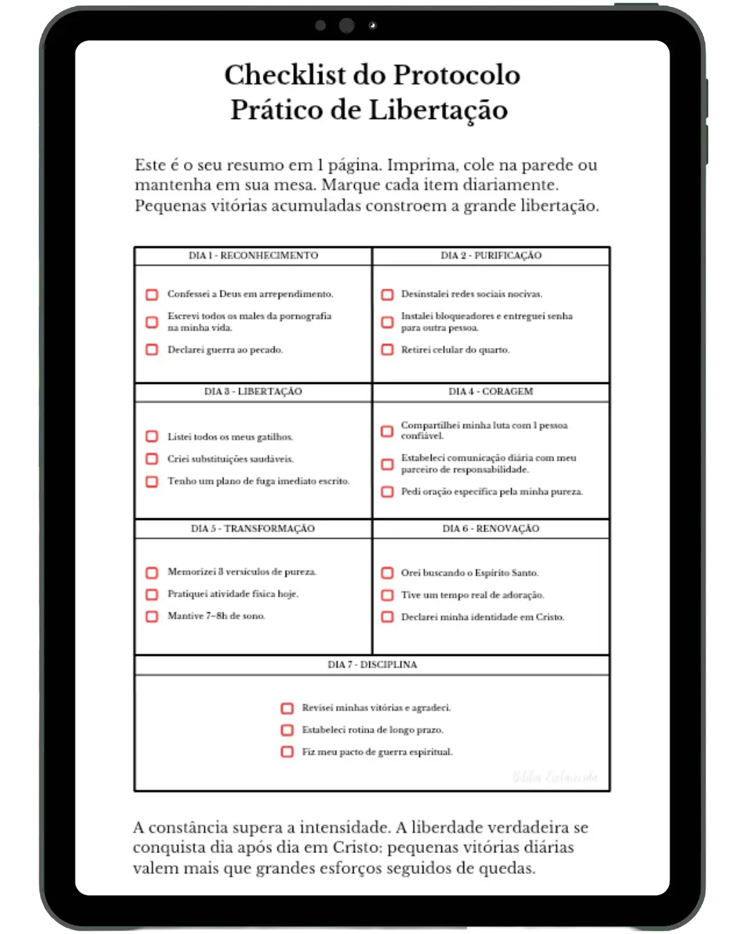 Checklist imprimível